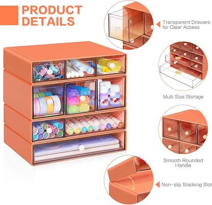 Desk Storage Organizer with 9 Drawers, 4 Tiers Stackable Desktop Craft Storage - Image 3