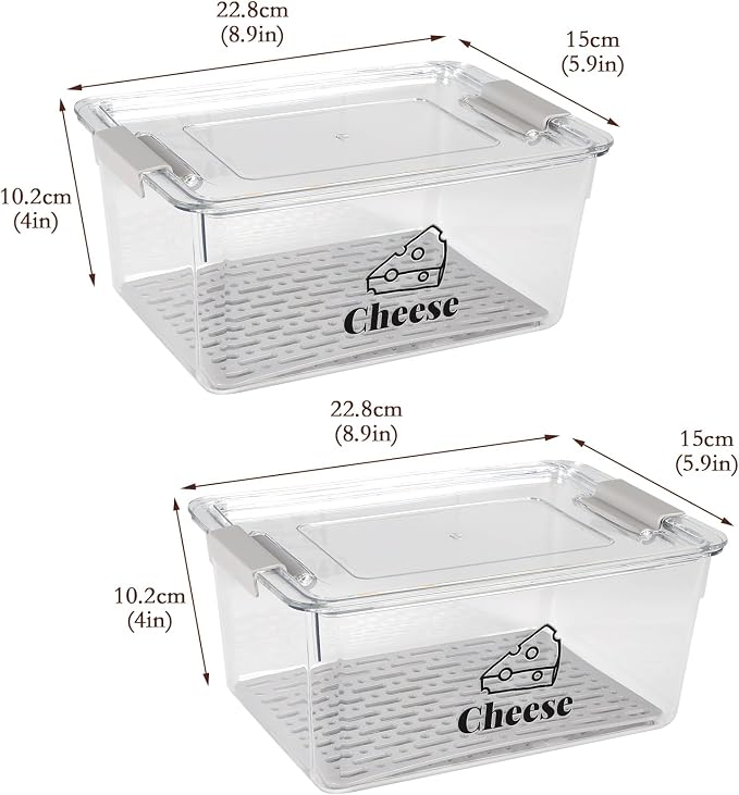Cheese Container Airtight with Draining Basket Cream Cheese Sliced Cheeses Box - Image 4