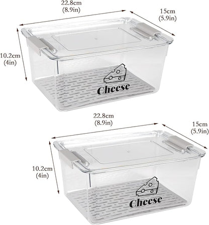Cheese Container Airtight with Draining Basket Cream Cheese Sliced Cheeses Box - Image 4
