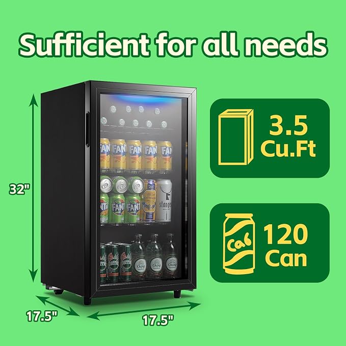 WANAI Beverage Refrigerator Cooler 3.5 Cu.Ft, 120 Can Mini Small Fridge - Image 3
