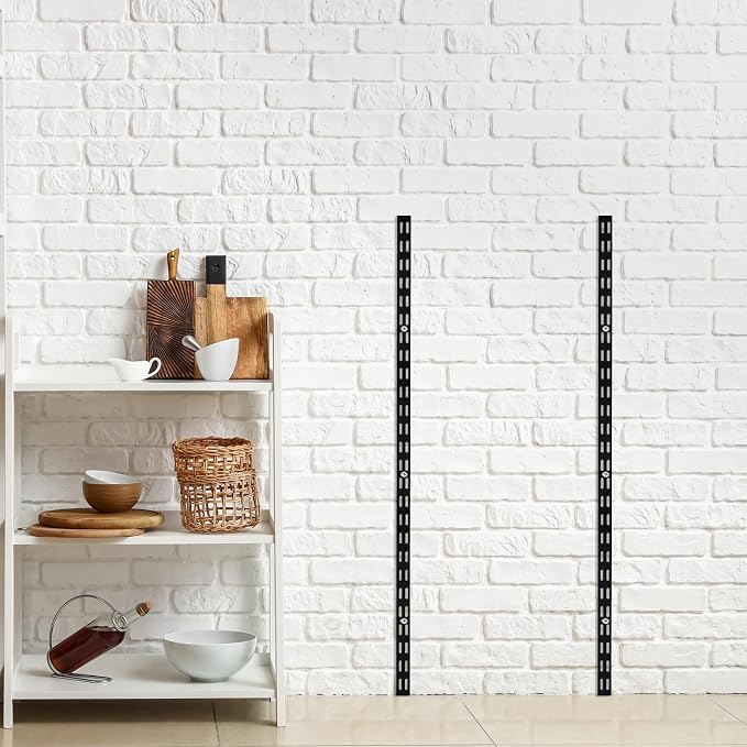 6 Pcs Dual Track Upright Wall Shelving System Heavy Duty Support System Twin - Image 5
