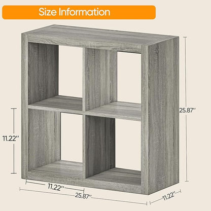 furtble Bookshelf with Storage Bin, 4-Cube Storage Organizer, Modern Wood Open - Image 3