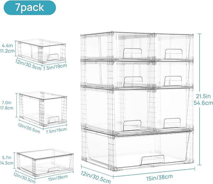 Vtopmart 7 Pack Stackable Storage Drawers, Easily Assemble Clear Plastic - Image 3