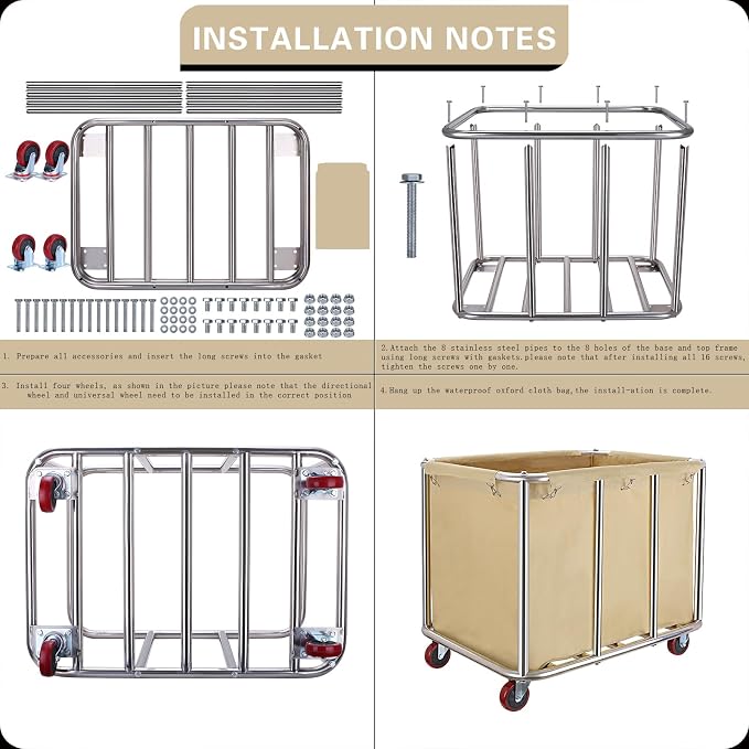 Commercial Laundry cart with Wheels, 400L Industrial Laundry cart, Laundry - Image 6