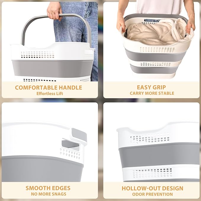 43L+43L Collapsible Laundry Baskets plastic, Pop Up Laundry hamper/Storage - Image 4