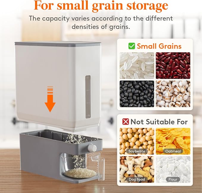 Lifewit Rice Dispenser 25 Lbs, Rice Storage Container Sealed Moisture Proof - Image 6