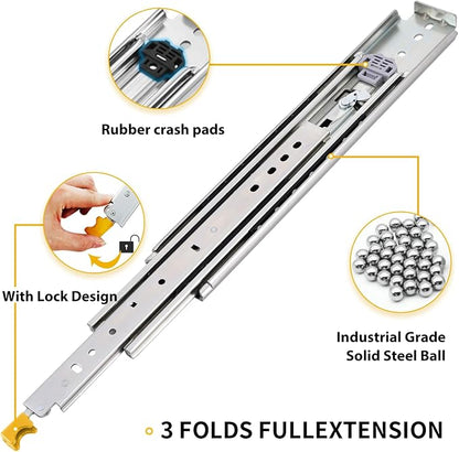 YENUO Locking Heavy Duty Drawer Slides Full Extension 12–60 Inch 310 LB | Side - Image 5