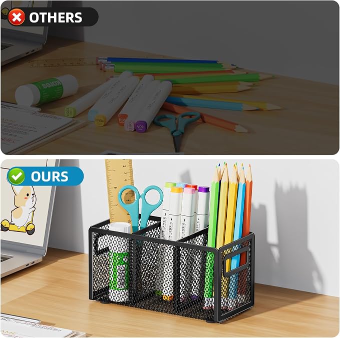 Marbrasse 2P Mesh Pen Holder for Desk, Pencil Holder Desk Organizer 3 - Image 5