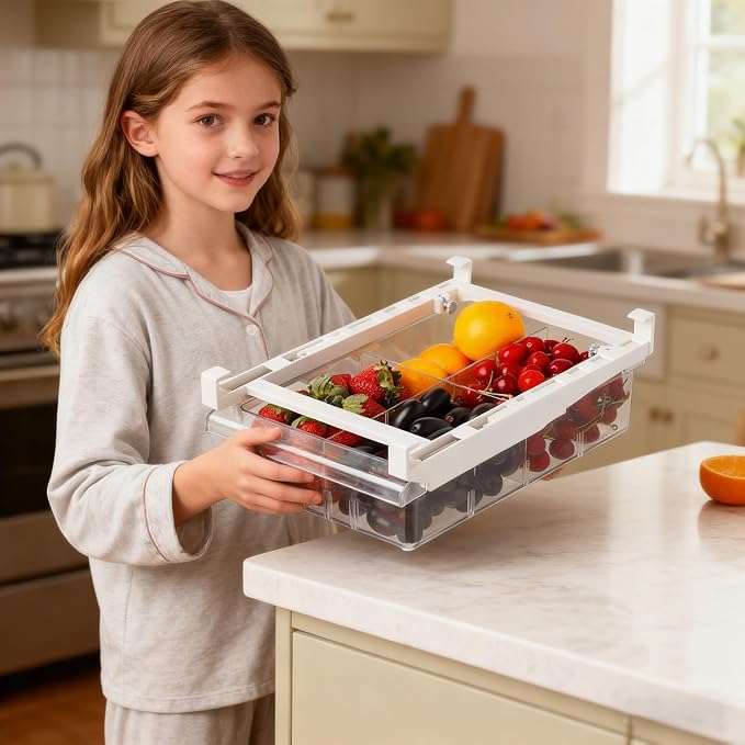 Fridge Drawer Organizer, Pull Out Shelf Storage Transparent Organizer - Image 2