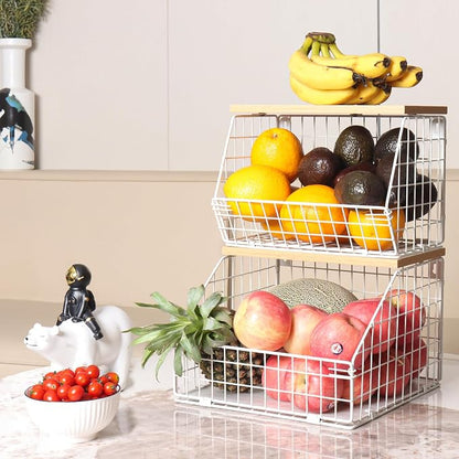 Mefirt White Fruit Bowl, 2-Tier Fruit Basket - Image 2