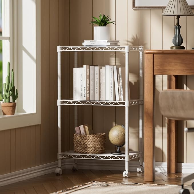 SINGAYE 3 Small Shelves Storage Shelf Wire Shelving Unit Metal Shelf Adjustable - Image 2
