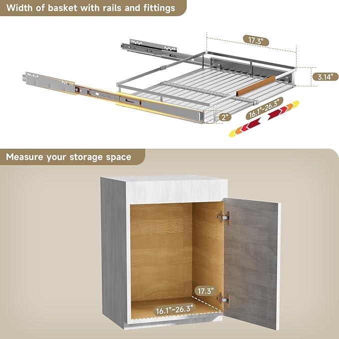 1 Pack Expandable Pull Out Cabinet Organizer，Side Mounting - Image 2