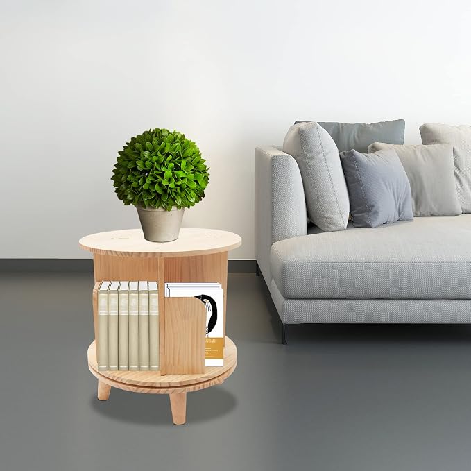 1 Tier Rotating 360 Display Floor Standing Bookcase Storage Rack - Image 5