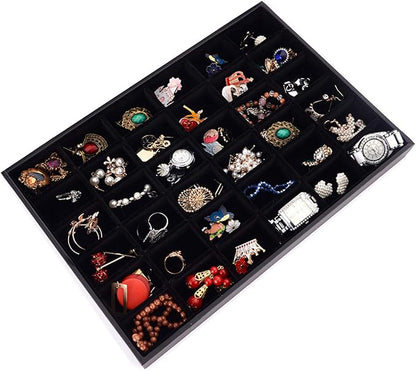 Black Velvet Stackable 36 Compartments Jewelry Tray Showcase Display Organizer - Image 5