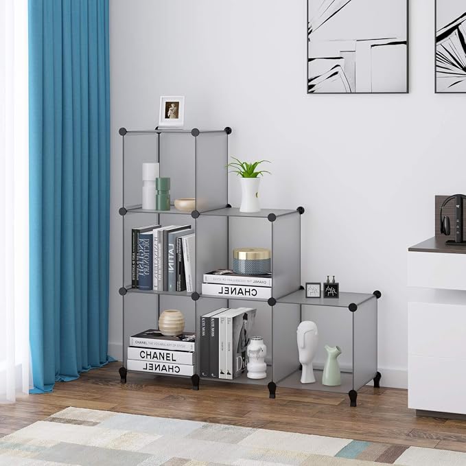 HOMIDEC 6 Light Grey Cube Storage Organizer, Modular Storage Shelf - Image 8