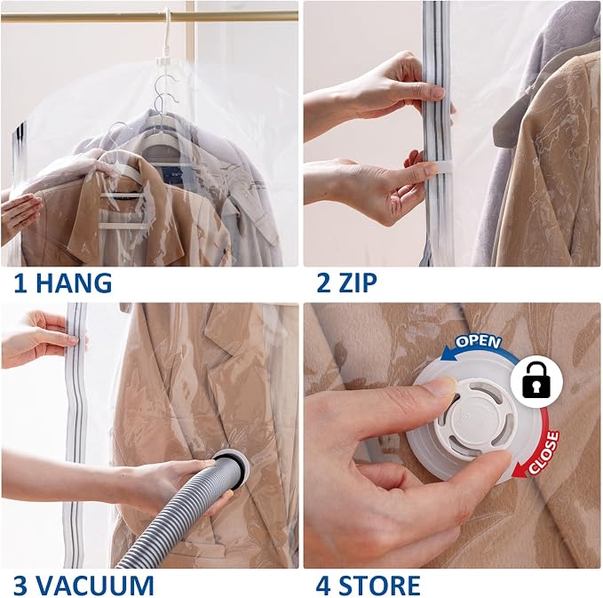 Hanging Vacuum Storage Bags, 6 Pack Large Hanging Space Saver Bags, Vacuum - Image 6