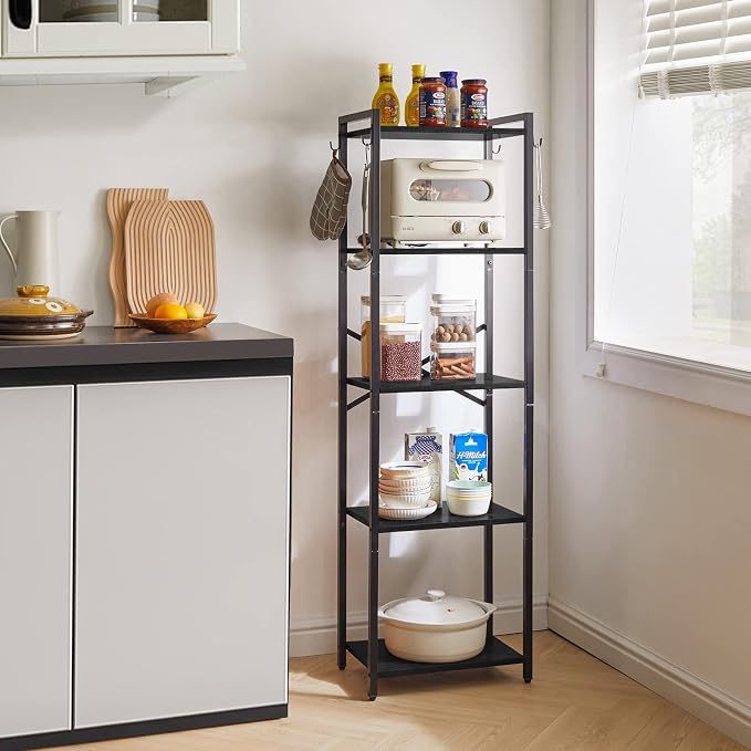 YMYNY Bookshelf, 5-Tier Ladder Shelf Organizer, Narrow Shelving Unit, Corner - Image 5
