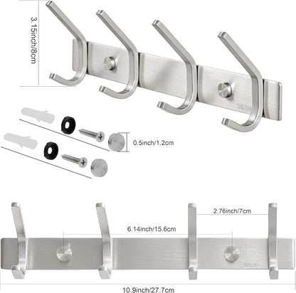 WEBI C-CBG04 Heavy Duty Stainless Steel 304 Hook Rail Coat Rack - Image 3