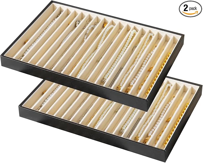 Large Jewelry Organizer Tray 2 Pack, Stackable Jewelry Storage Holder by Unknown