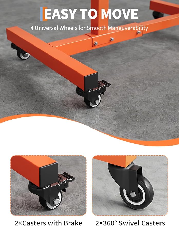 Rolling Tool Tray on Wheels, 220LBS Capacity Steel Mobile Work Table, - Image 5