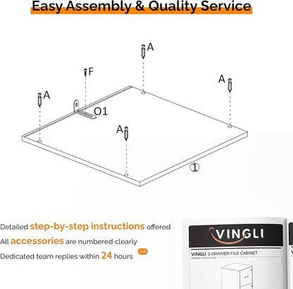 VINGLI 3 Drawer File Cabinet - Image 7