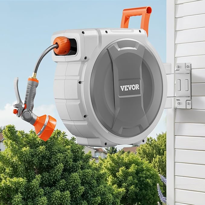 VEVOR Retractable Garden Hose Reel, 5/8 Inch x 100 ft Wall Mounted Hose Reel - Image 8