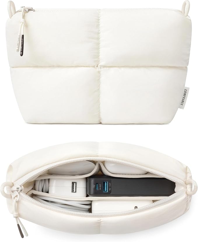 Comfyable Puffy Electronics Organizer Travel Case, Cute Tech Pouch by Comfyable