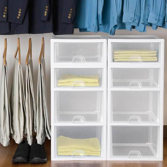 Sterilite 27 Qt and 16 Qt Clear Plastic Stackable Organizer Drawers - Image 8