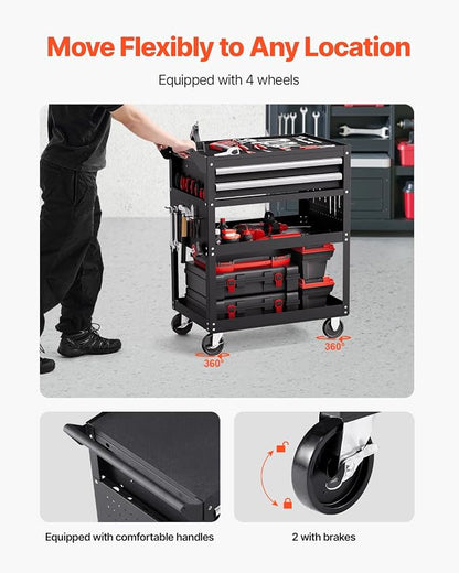 VEVOR 5-Tier Tool Cart with Wheels, 400 lbs Load Capacity, Rolling Work Cart - Image 4