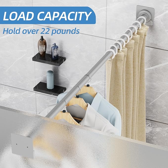 CorkLatta Matte Silver Shower Curtain Rod, 1 Inch Diameter Stainless Steel - Image 3