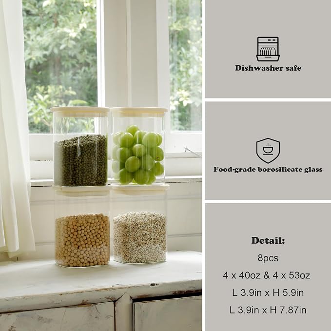 8pcs Square Pantry Glass Jars - Image 5