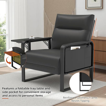 Upholstered Accent Sofa, Modern Faux Leather Chair - Image 4