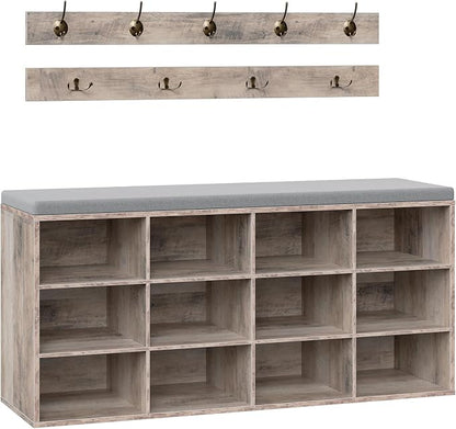 HOOBRO Shoe Storage Bench with Cushion, 39.4" L Entryway Bench with 12 Cubbies by HOOBRO