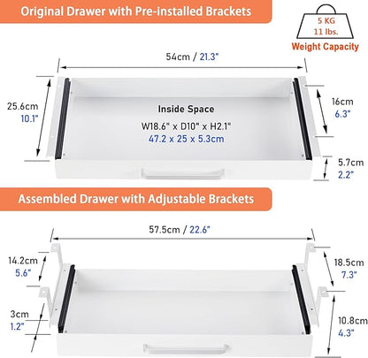 Under Desk Drawer Organizer 21" White Upgrade - Image 5