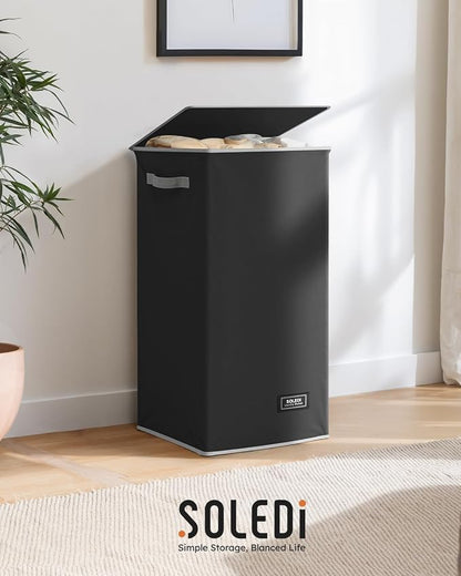 SOLEDI Laundry Hamper Black - 100L Large and Tall Laundry Basket Collapsible - Image 9