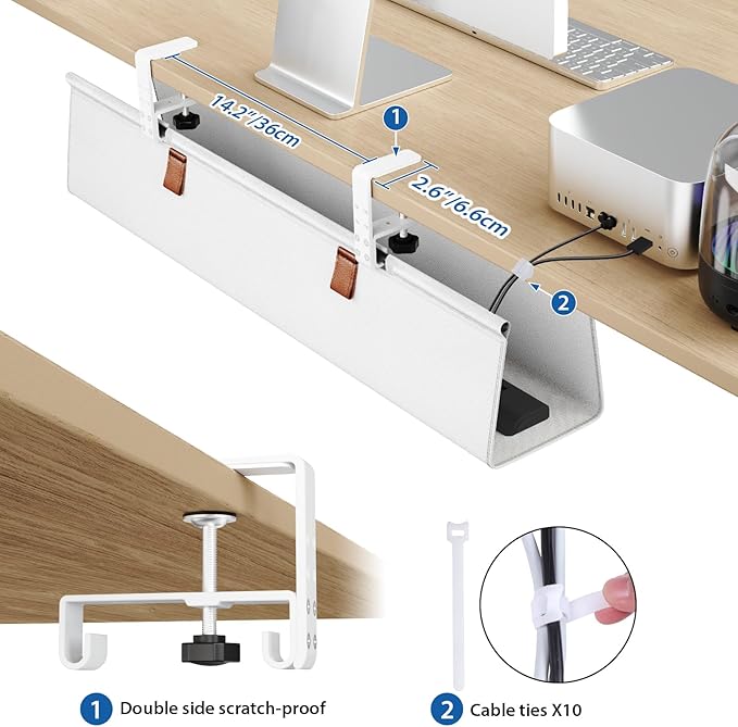 Zilink Under Desk Cable Management 30" No Drill Desk Cable Management Tray - Image 4