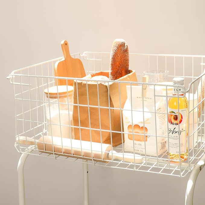 31" tall hennze one layer rolling wire laundry basket, easy moved wire laundry - Image 8