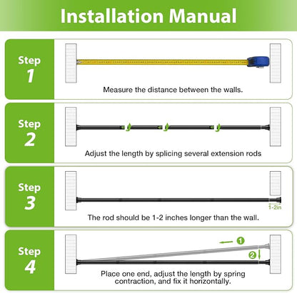 2Pcs Spring Tension Curtain Rod 24-46 Inch, Adjustable Tension Rod - Image 4