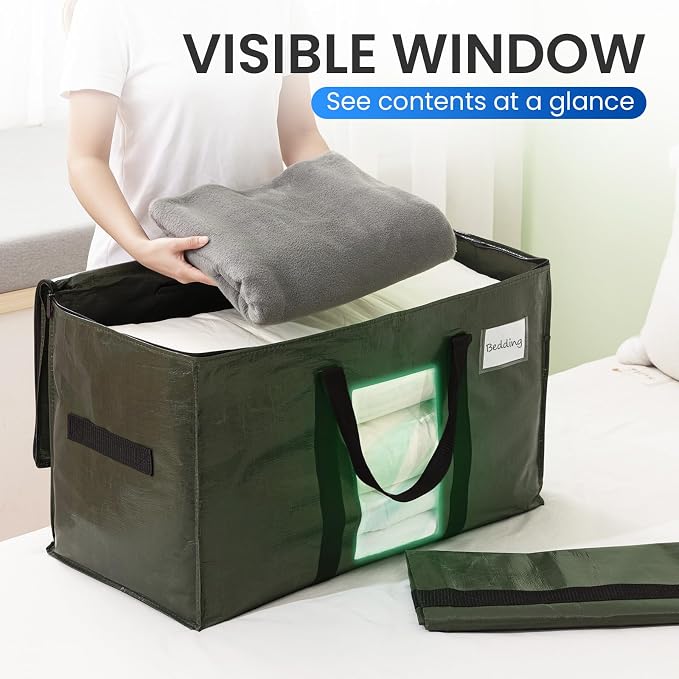 TAILI 2 Pack Green Extra Large Storage Bags, Heavy Duty Totes - Image 2
