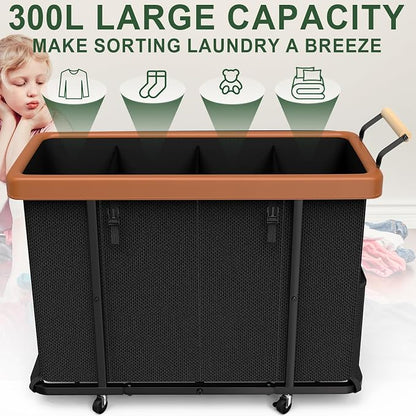 300L Extra Large Fashion Laundry Sorter 4 Section - Image 2