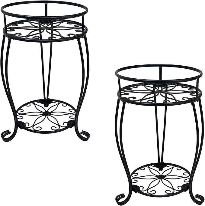 CASIMR 2-Pack Plant Stand, 2 Tier 19.2 inch Tall Metal Potted Holder Rack by CASIMR