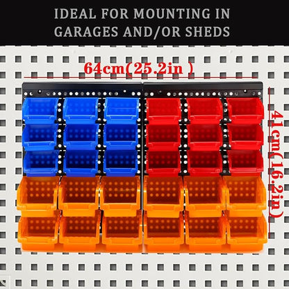 30-Bin Wall Mounted Storage Bins Kit, Tool Organizer Rack, Garage Hardware - Image 2