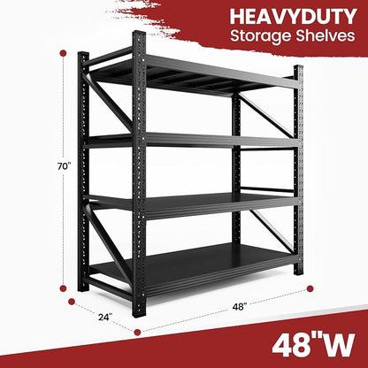 48" Wide Storage Shelving Unit, 2000 lbs Capacity Heavy Duty Garage Shelving - Image 3