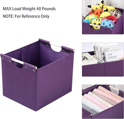 HOONEX Large Collapsible Storage Bins, Linen Fabric, Storage Baskets - Image 2