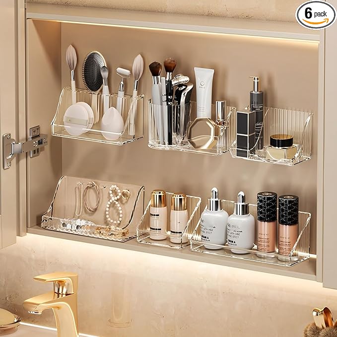 6 Pcs Medicine Cabinet Tray Organizer, Bathroom Vanity Toilet Cabinet Inside by MORNITE