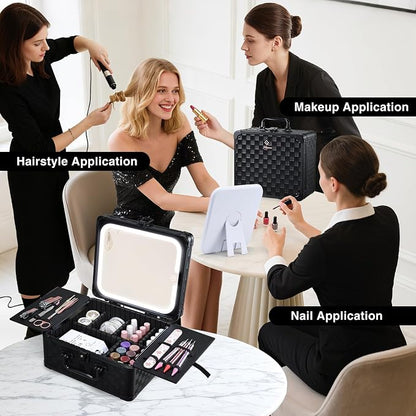 Makeup Case with Magnetic Lighted Mirror 10.15 IN Makeup Organizer Box Travel - Image 5