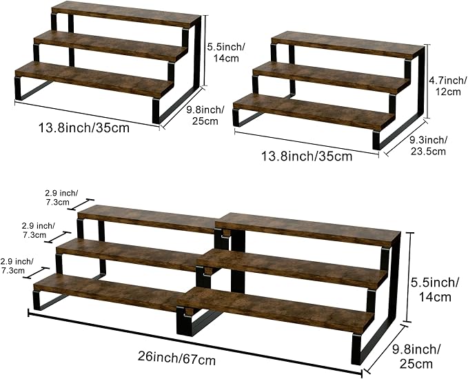 2 Pack 3 Tier Expandable Spice Rack OrganizerDisplay Riser Stand, Kitchen - Image 2