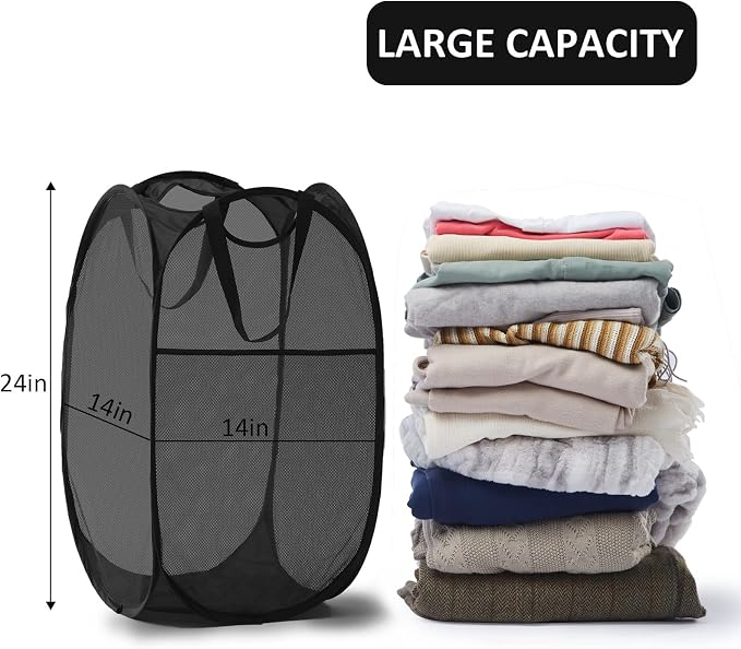 TECHMILLY Collapsible Mesh Pop Up Laundry Hamper - Image 4