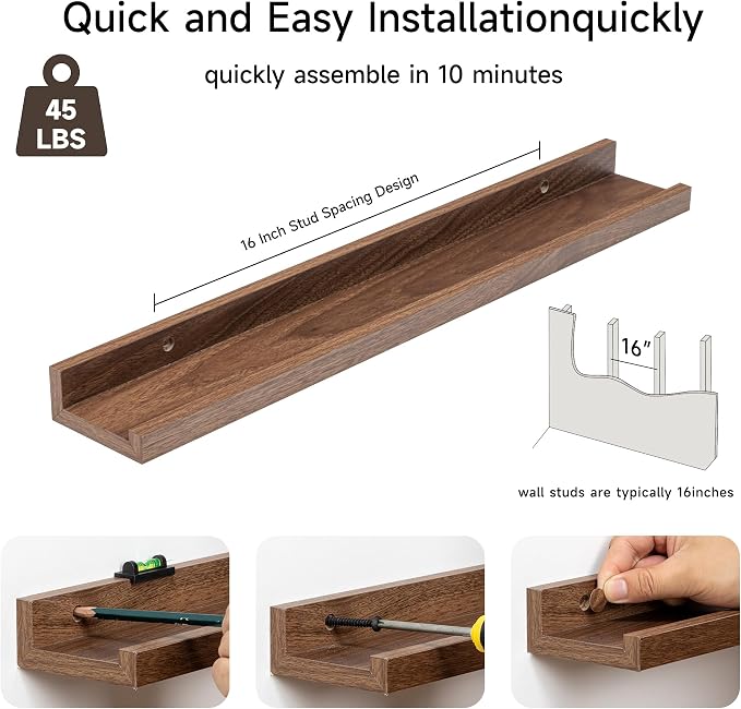 Fun Memories Picture Ledge Shelf, 24 Inch Floating Shelves Set of 2, Nursery - Image 5