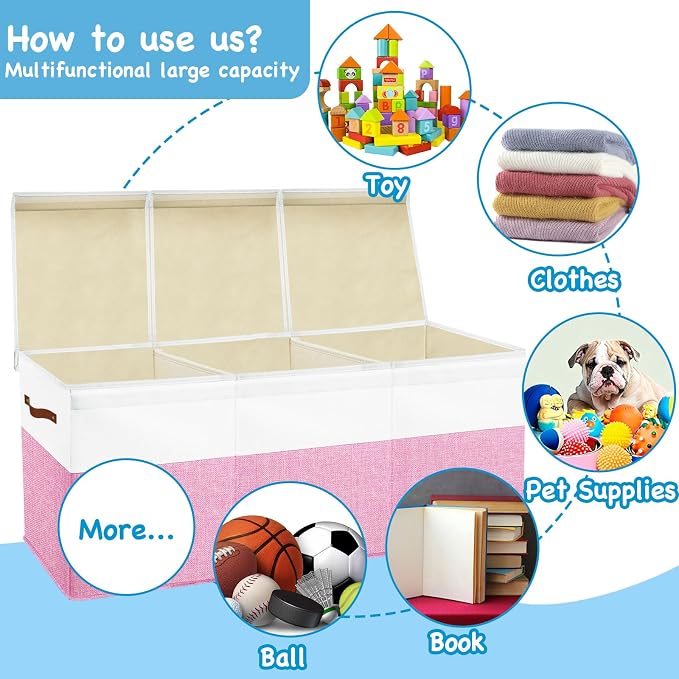Large Toy Box Chest, Toy Storage Organizer, Storage Bins - Image 8